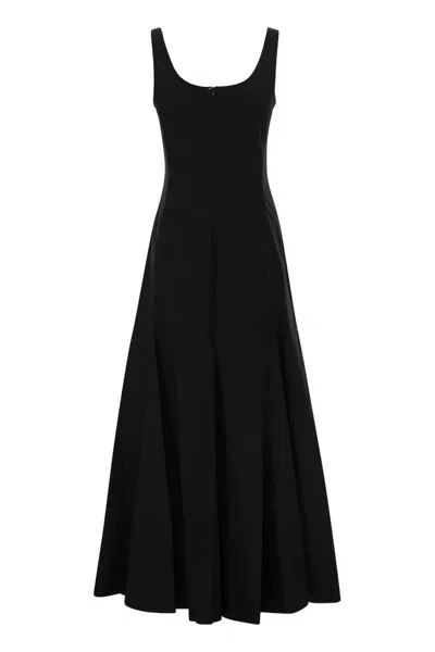 Sportmax Scoop Neck Sleeveless Dress With Flared Hem In Black