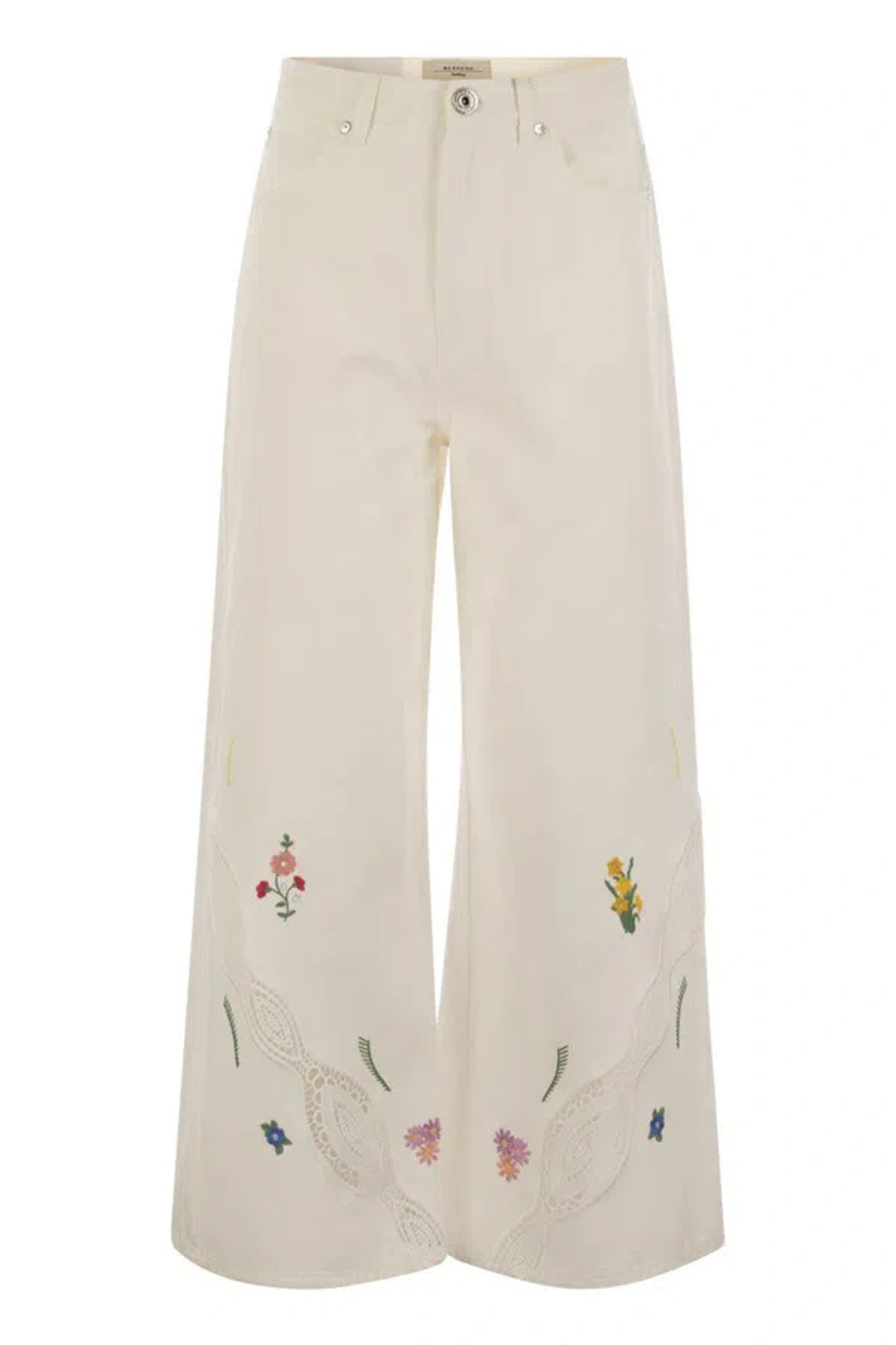 Weekend Max Mara Cotton Trousers With Floral Embroidery And