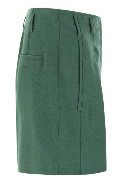 Weekend Max Mara Pandoro - Cotton Bermuda Shorts With Darts In Green
