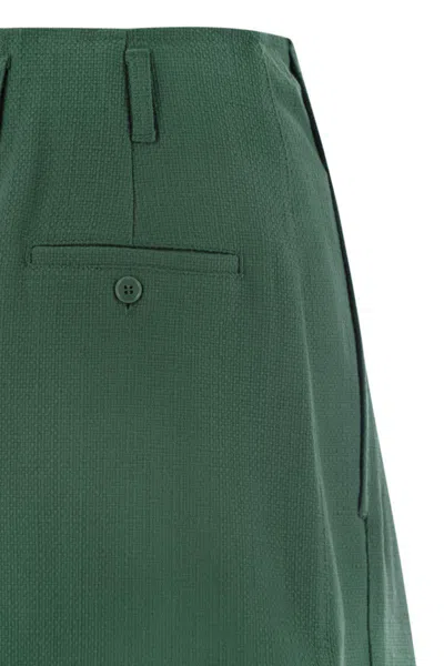 Weekend Max Mara Pandoro - Cotton Bermuda Shorts With Darts In Green