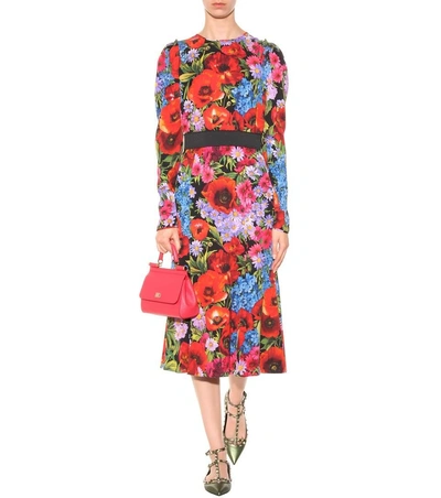 Shop Dolce & Gabbana Printed Silk Dress In Fiori