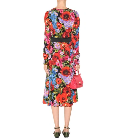 Shop Dolce & Gabbana Printed Silk Dress In Fiori