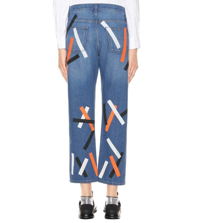 Shop Christopher Kane Embellished Cropped Denim Jeans In Blue