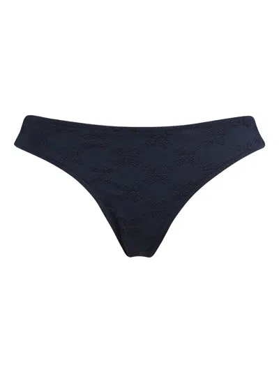 Vilebrequin Flocked Turtle-embroidered Bikini Bottom In Blue