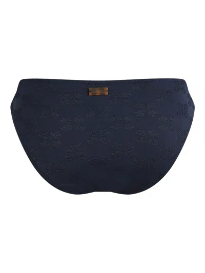 Vilebrequin Flocked Turtle-embroidered Bikini Bottom In Blue