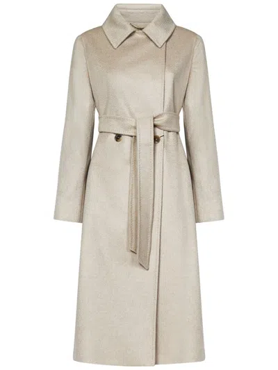 Max Mara Dove Grey Double-breasted Cashmere Coat In Grey