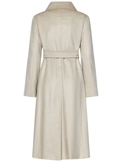Max Mara Dove Grey Double-breasted Cashmere Coat In Grey