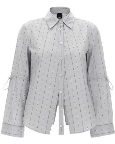 Pinko Striped Collar Shirt With Adjustable Ties In Multicolor