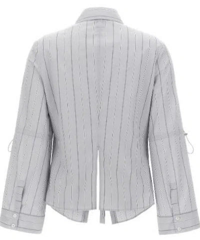 Pinko Striped Collar Shirt With Adjustable Ties In Multicolor