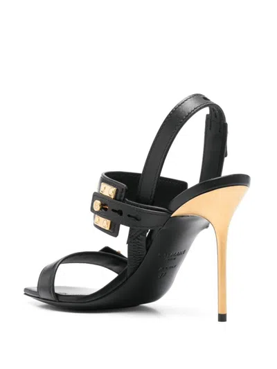 Balmain B-buzz 95 Leather Slingback Sandals In Black