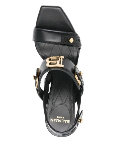 Balmain B-buzz 95 Leather Slingback Sandals In Black