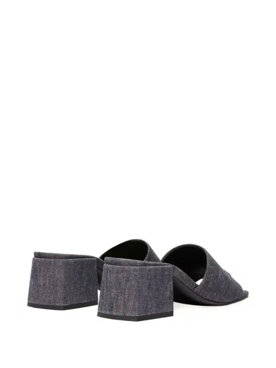 Courrèges Block Heel Sandals Embroidered Detail In Grey