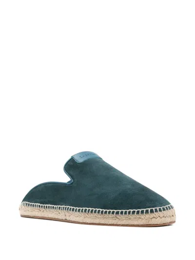 Lanvin Round Toe Suede Espadrilles In Petrol Blue