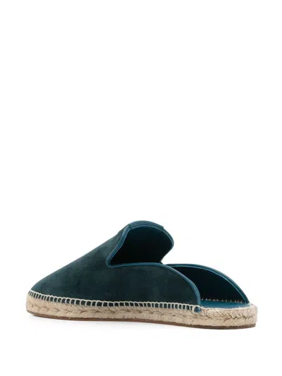 Lanvin Round Toe Suede Espadrilles In Petrol Blue
