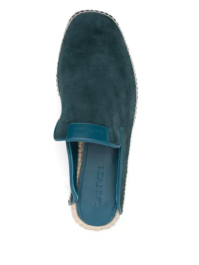 Lanvin Round Toe Suede Espadrilles In Petrol Blue