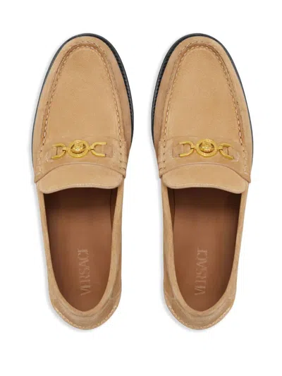 Versace Suede Loafers In White