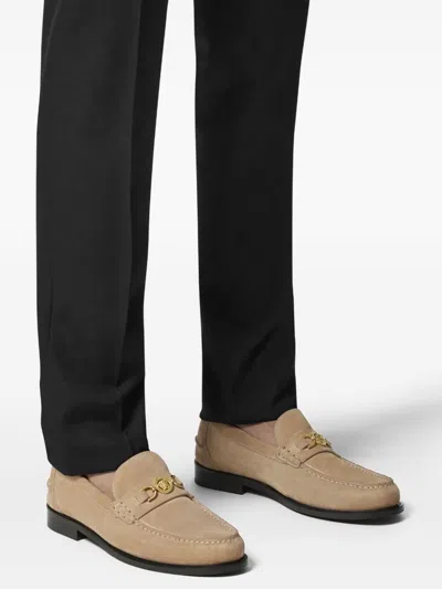 Versace Suede Loafers In White