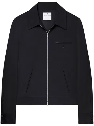 Courrèges Twill-weave Shirt Jacket In Black