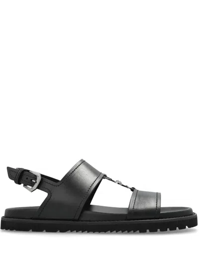 Versace Logo Sandals In Black