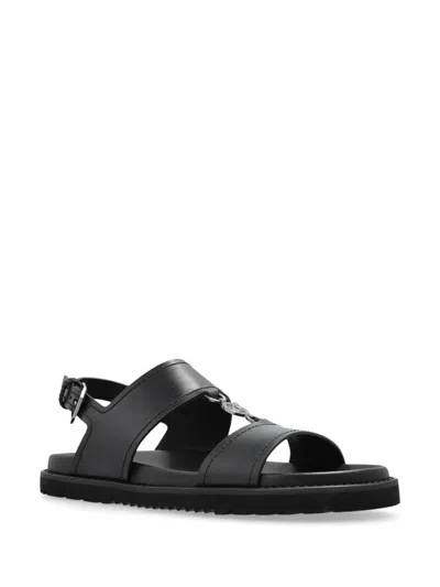 Versace Logo Sandals In Black