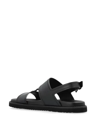 Versace Logo Sandals In Black