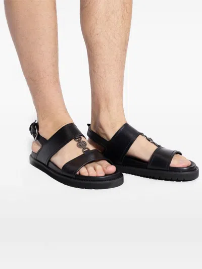 Versace Logo Sandals In Black