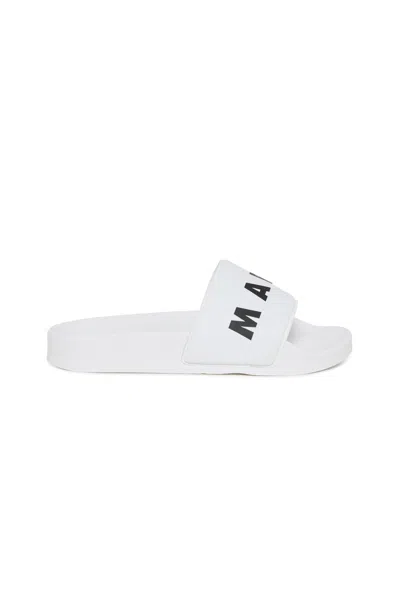 Marni Branded Slide Slippers In White