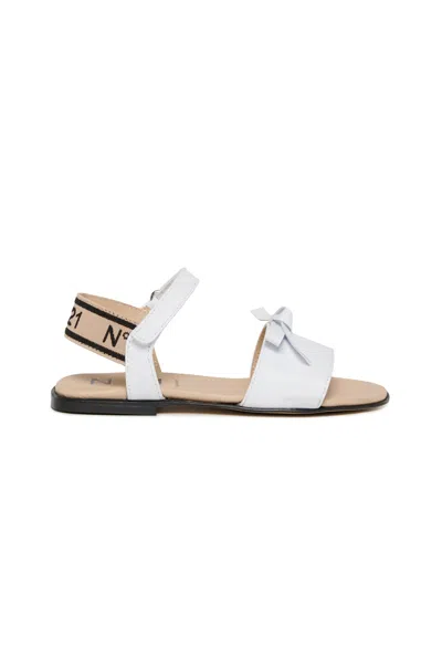 N°21 Leather Sandals With Bow In White