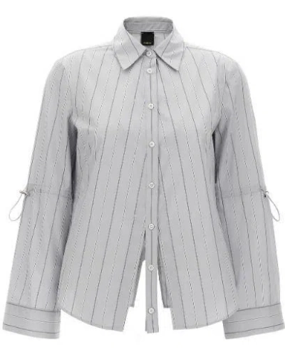 Pinko Striped Collar Shirt With Adjustable Ties In Multicolor