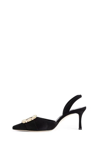 Manolo Blahnik Slingback High Heel Sandals In Black