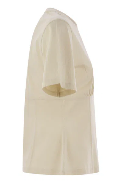 Moncler Cotton T-shirt With Handmade Beads In Beige