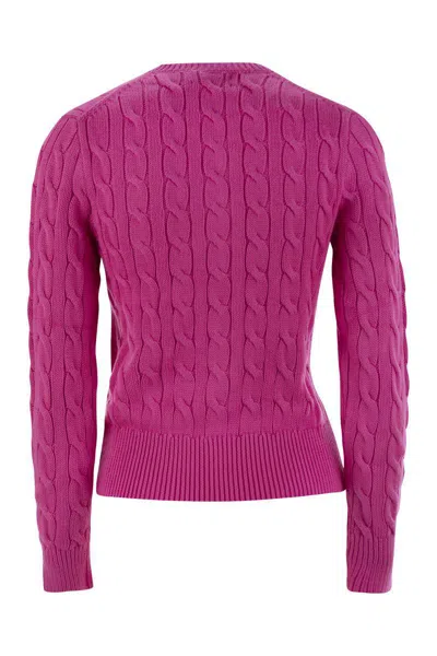 Polo Ralph Lauren Long Sleeve Cardigan In Pink & Purple