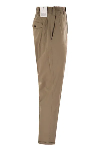 Pt Torino The Rebel - Cotton Blend Trousers In Brown