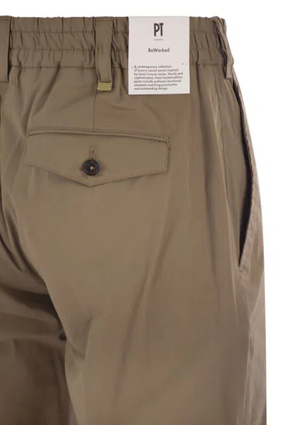 Pt Torino The Rebel - Cotton Blend Trousers In Brown