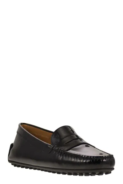 Tod's City Gommino Moccasin In Glossy Leather In Black
