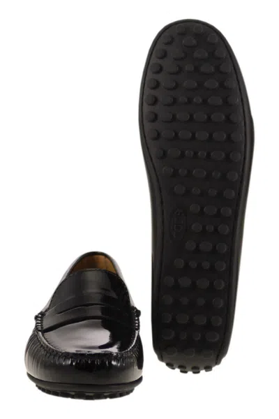 Tod's City Gommino Moccasin In Glossy Leather In Black