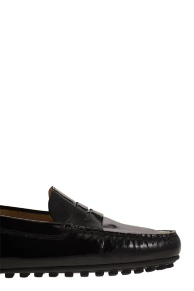 Tod's City Gommino Moccasin In Glossy Leather In Black