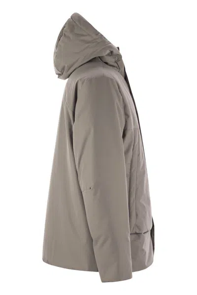 Herno Laminar 2 Layers Down Jacket With Hood In Grey