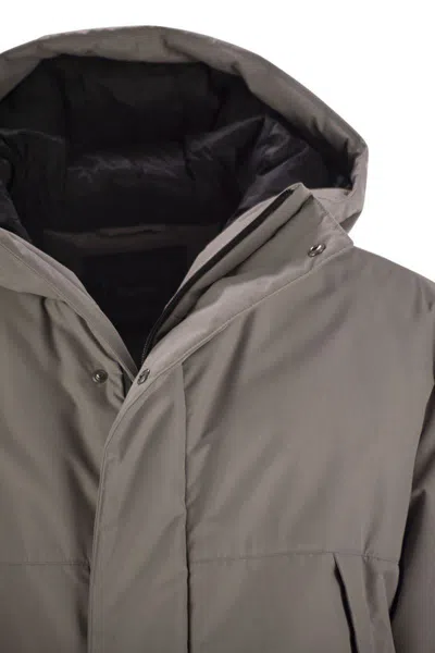 Herno Laminar 2 Layers Down Jacket With Hood In Grey