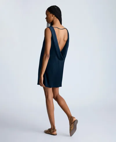 Kenneth Cole Sleeveless Draped Back Shift Dress In Dark Navy