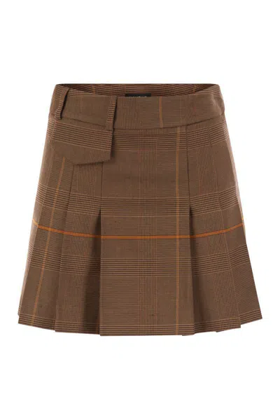 Dondup Prince Of Wales Mini Skirt In Brown
