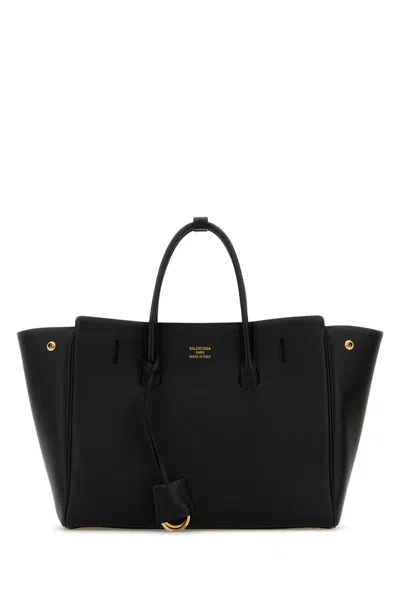 Balenciaga Women Black Leather Mini Carry All Hampton Shopping Bag