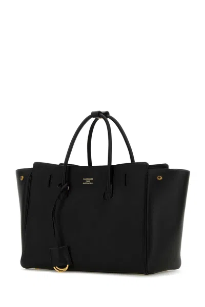 Balenciaga Women Black Leather Mini Carry All Hampton Shopping Bag