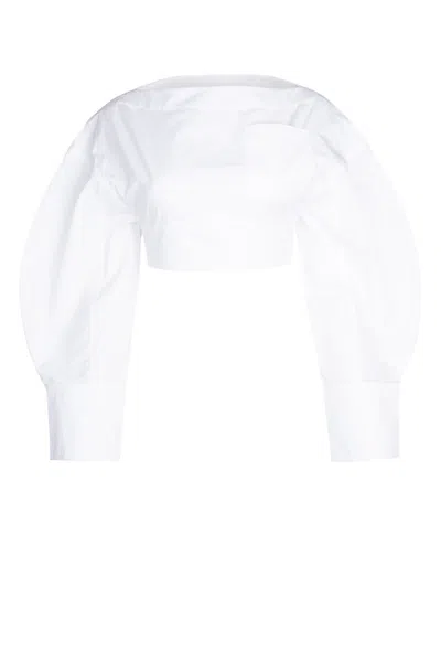 Jacquemus Le Haut Casaco Cutout Crop Cotton Poplin Shirt