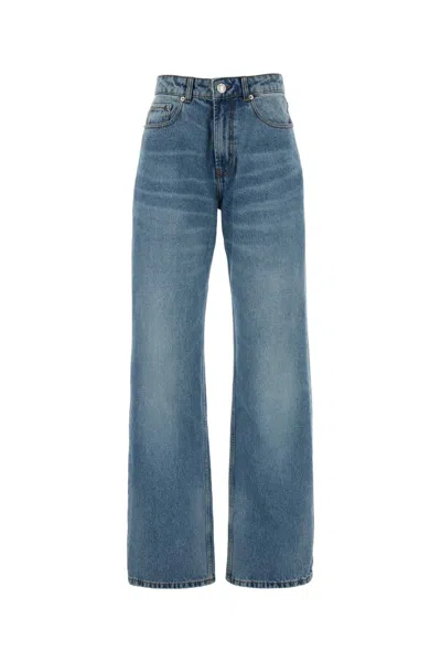 Ami Alexandre Mattiussi Wide Leg Denim Trousers With Faded Effect