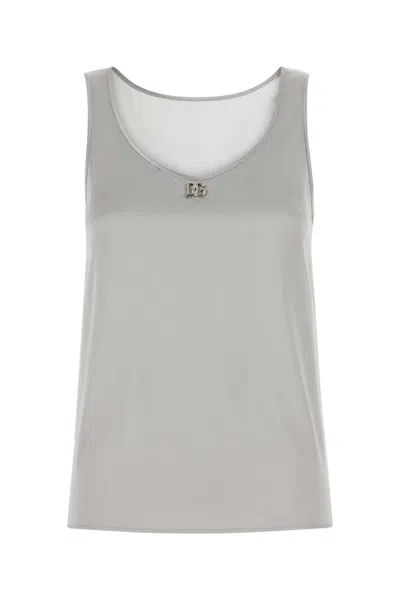 Dolce & Gabbana Stretch Satin Tank Top With Metal Embellishment