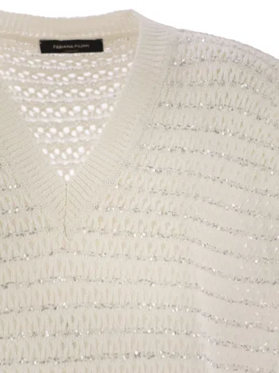 Fabiana Filippi Women's Cotton Crochet Jumper With Sequins Sweater