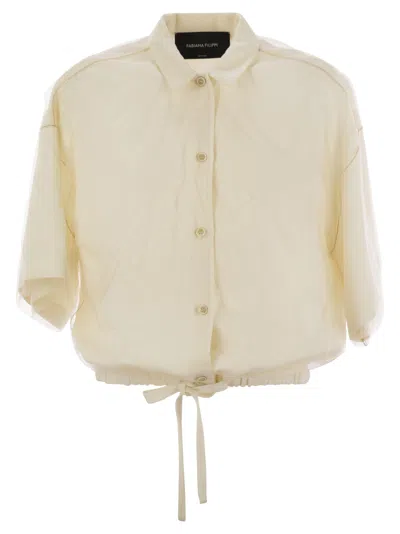 Fabiana Filippi Viscose Linen Short Sleeve Shirt With Bottom Drawsting