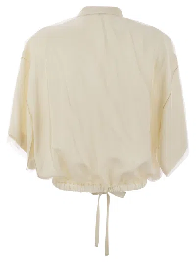 Fabiana Filippi Viscose Linen Short Sleeve Shirt With Bottom Drawsting