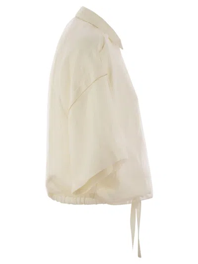 Fabiana Filippi Viscose Linen Short Sleeve Shirt With Bottom Drawsting